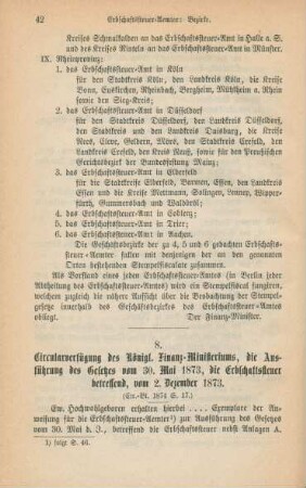 8. Circularverfügung des königl. Finanz-Ministeriums