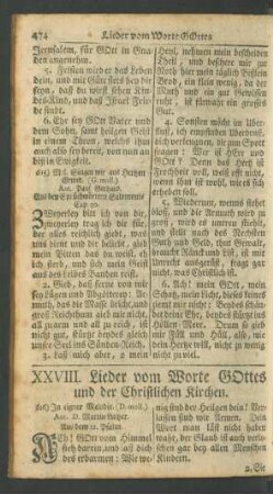 XXVIII. Lieder vom Worte Gottes und der Christlichen Kirchen