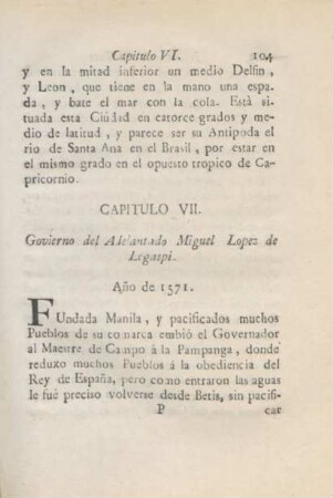 Capitulo VII. Govierno del Adelantado Miguel Lopez de Legaspi