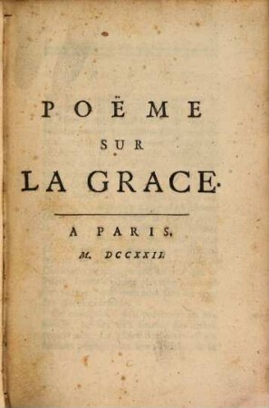 Poëme sur la Grace