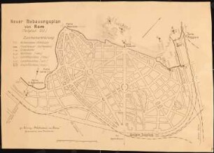 Rom Zum Projekt gehörend: Hermann Jansen, Bebauungsplan der Stadterweiterung: südöstliche Stadterweiterung, Lageplan 1:5000