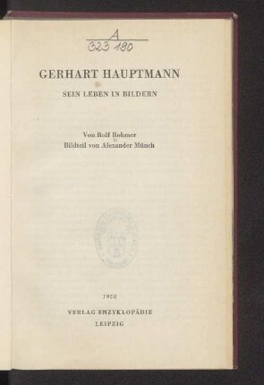Gerhart Hauptmann : sein Leben in Bildern