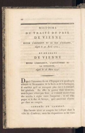 II. et IV. Histoire du traité de paix de Vienne et de celui de Vienne