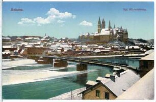 Meißen. Blick auf Meißen im Schnee