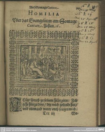 Homilia Uber das Evangelium am Sontage Cantate, Johan. 16.
