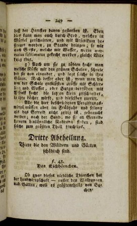 Dritte Abtheilung. Thiere die den Wäldern und Gärten schädlich sind.