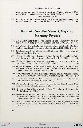 Keramik, Porzellan, Steingut, Majolka, Steinzeug, Fayence (Nr. 314-363)