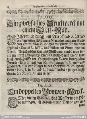 Fig. XIX. Ein doppeltes Pompen-Werck.