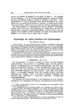 Psychologie der frühen Kindheit und Psycholoanalyse