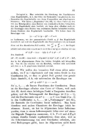 Die Enveloppe einer Geraden, welche eine Parameter algebraisch enthält; die Charaktere derselben.