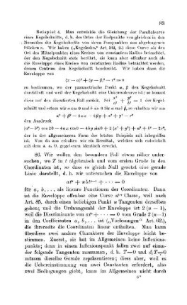 Die Enveloppe einer Geraden, welche eine Parameter algebraisch enthält; die Charaktere derselben.