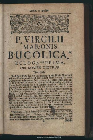 P. Virgilii Maronis Bucolica. Ecloga ** Prima Cui Nomen Tityrus