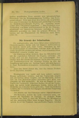 Die Genesis der Solarisation