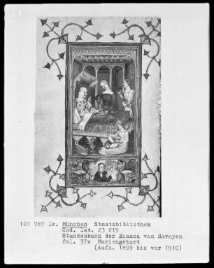 Stundenbuch der Bianca von Savoyen — Bildseite mit zwei Miniaturen, Folio 37verso