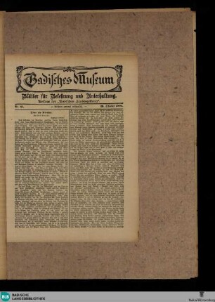 Badische Landes-Zeitung, Badisches Museum, Nr. 87