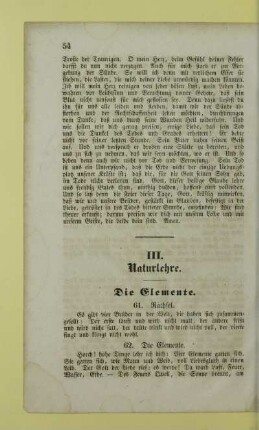 III. Naturlehre
