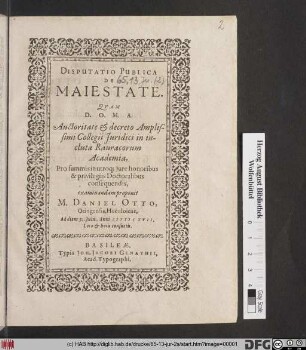 Disputatio Publica De Maiestate