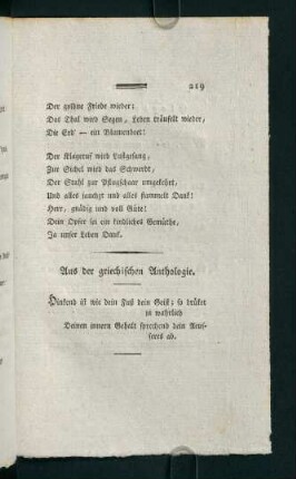 219, Aus der Griechischen Anthologie