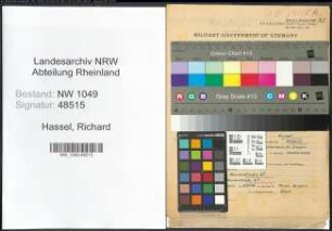 Entnazifizierung Richard Hassel , geb. 14.11.1906 (Inspektor)