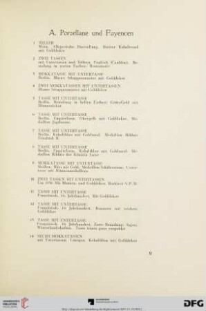 A. Porzellane und Fayencen (Nr. 1-49)