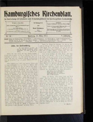 Nr. 10. Hamburg, 10. März 1912. 9. Jahrgang.