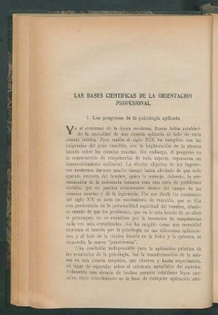 Las bases científicas de la orientación profesional