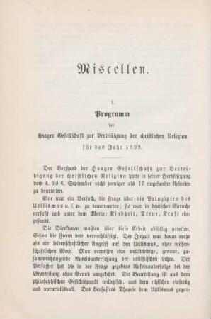 496-502 Miscellen : Programm der haager Gesellschaft zur Vertheidigung der christlichen Religion für das Jahr 1899