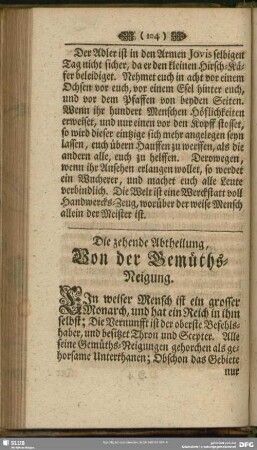 Die zehende Abtheilung, Von der Gemüths-Neigung