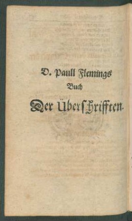 D. Paull Flemings Buch Der Überschrifften.