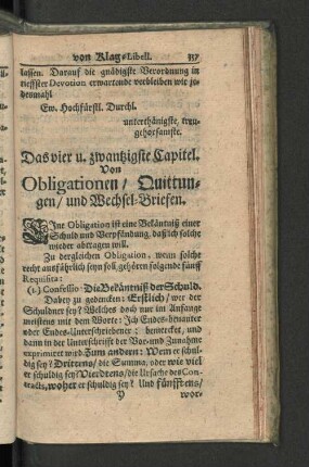Das vier u. zwantzigste Capitel. Von Obligationen / ...
