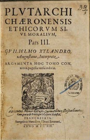 Plutarchi Chaeronensis ethicorum sive moralium pars ..., 3