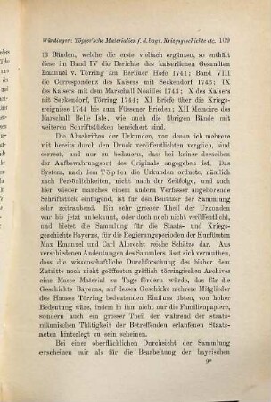 Ueber die Töpfer'schen Materialien für die bayerische Kriegsgeschichte des 18. Jahrhunderts