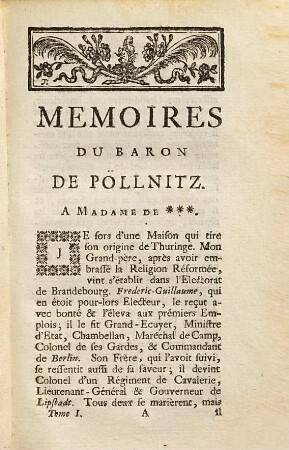 Lettres et mémoires du Baron de Pöllnitz : contenant les observations qu'il a faites dans ses voyages, et le caractère des personnes qui composent les principales cours de l'Europe. 4