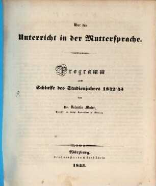 Programm : zum Schlusse des Studienjahres .... 1842/43
