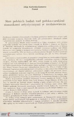 Stan polskich badań nad polsko-czeskimi stosunkami artystycznymi w średniowieczu