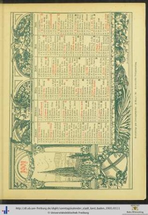 Gratisbeilage: Wandkalender Namenstage 1901.