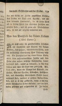 239-242, Von dem Durchfalle bey kleinen Kindern (Alvi fluxus)