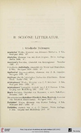 B. Schöne Litteratur