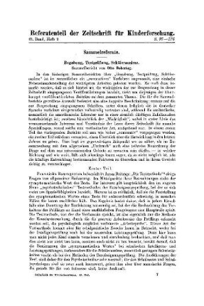 Begabung, Testprüfung, Schülerauslese : Sammelbericht ; [Sammelreferate]