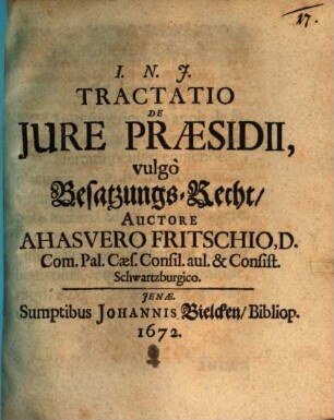 Tractatio De Jure Praesidii, vulgò Besatzungs-Recht