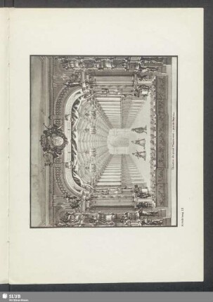 Großes Opernhaus am Zwinger, 1719, Ansicht des Proszeniums mit Bühnenbild