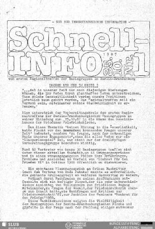 Nr. 1: Schnell-Info vom ersten Regionaltreffen der Basisgruppen in Berlin-Brandenburg 25.10.1987