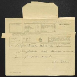 Brief von Sven Anders Hedin an Gerhart Hauptmann
