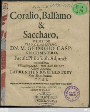 De Coralio, Balsamo & Saccharo