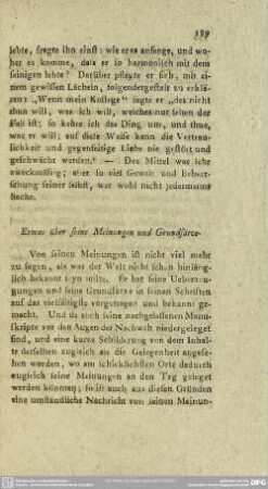 Etwas über seine Meinungen und Grundsätze