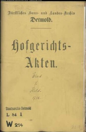 Wind, Henrich in Heidenoldendorf gegen Held zu Hardissen - Schuldforderung