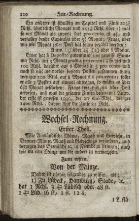 Wechsel-Rechnung.