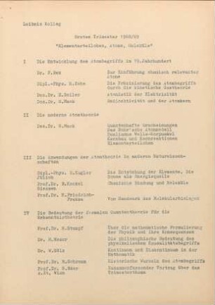 Erstes Trimester 1968/1969