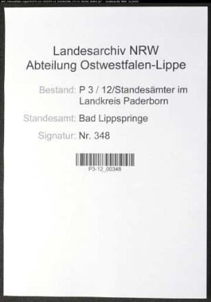 Sterberegister Standesamt Bad Lippspringe