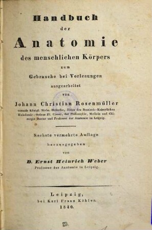 Handbuch der Anatomie des menschlichen Körpers